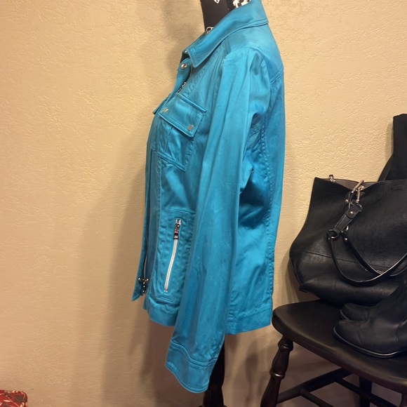 🎁2/$12 JONES NEW YORK LG BEAUTIFUL BLUE FULL ZIP JACKET - Picture 2 of 8